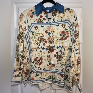 Aritzia Wilfred floral print long sleeve blouse Size M